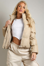 Load image into Gallery viewer, PU Leather Cropped Puffer Coat