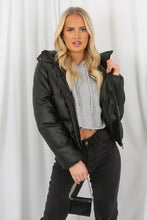 Load image into Gallery viewer, PU Leather Cropped Puffer Coat