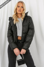 Load image into Gallery viewer, PU Leather Cropped Puffer Coat
