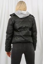 Load image into Gallery viewer, PU Leather Cropped Puffer Coat
