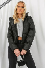 Load image into Gallery viewer, PU Leather Cropped Puffer Coat
