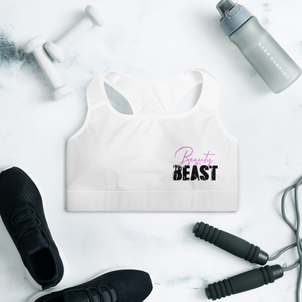 White LOGO Padded Sports Bra